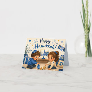 Cartão De Festividades Diversão com Pião de Hanukkah