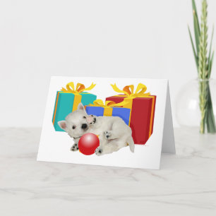 Cartão De Festividades Diversão de Natal com Filhote Westie