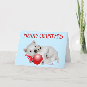 Cartão De Festividades Diversão de Natal com Filhote Westie