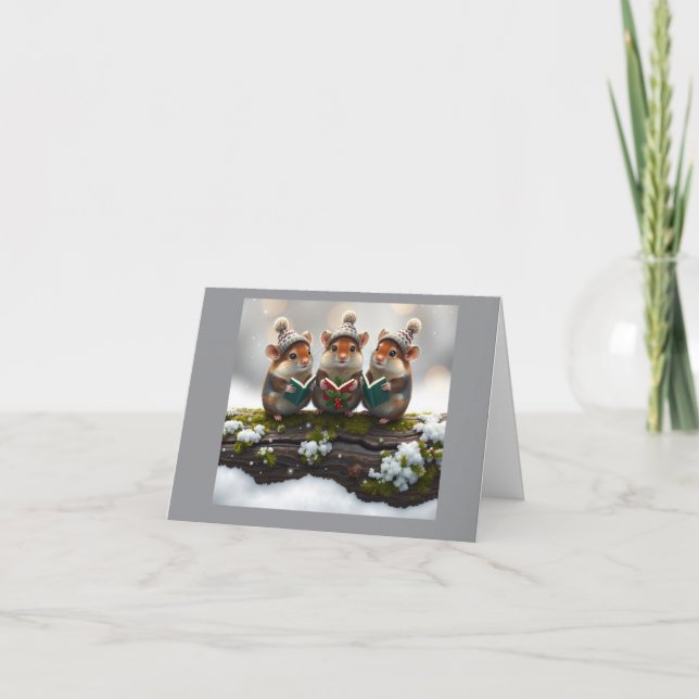 Cartão De Festividades Diversão do Coro de Ratos (Frente)