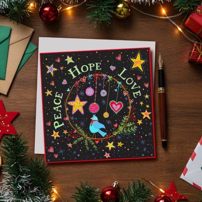 Cartão De Festividades Diversão Festiva Paz Esperança Amor Natal (Criador carregado)