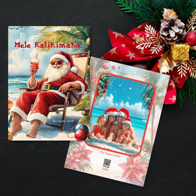 Cartão De Festividades Diversão Hawaii Mele Kalikimaka Foto de Natal (Criador carregado)