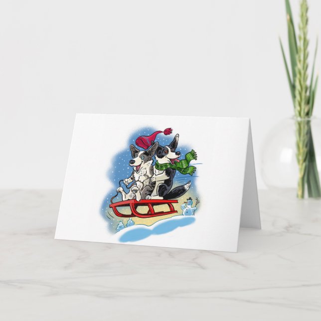 Cartão De Festividades Diversão na neve (Frente)