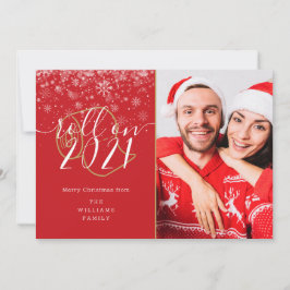 Cartão De Festividades Diversão no Natal, Chegada do Ano Novo na Foto