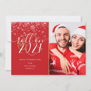 Cartão De Festividades Diversão no Natal, Chegada do Ano Novo na Foto