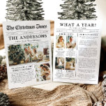 Cartão De Festividades Diversão Única do Jornal Que Foto De Natal De Um A<br><div class="desc">Comemore os destaques do seu ano com nosso cartão de Natal único "Quê Ano". Projetado no estilo de um jornal moderno, este cartão oferece uma maneira criativa de compartilhar suas memórias e marcos favoritos. Com seções personalizáveis para fotos e legendas, é perfeito para mostrar tudo o que fez este ano...</div>