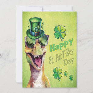 Cartão De Festividades Divertido Leprechaun de dinossauro irlandês Dia de