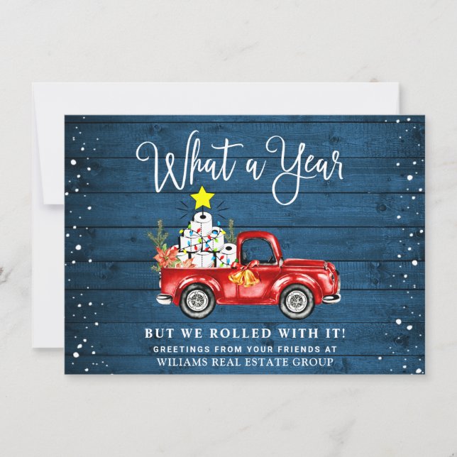 Cartão De Festividades Divertido Natal Corporativo de Um Ano (Frente)
