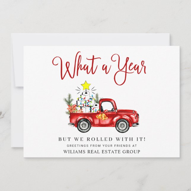 Cartão De Festividades Divertido Natal Corporativo Que Ano (Frente)