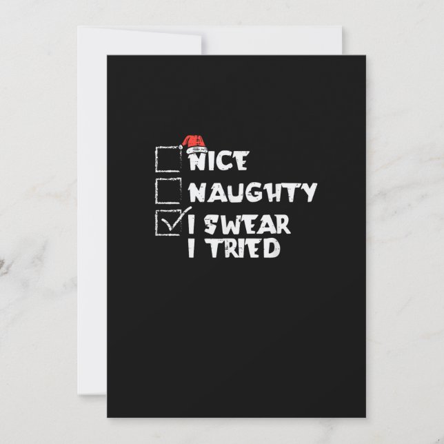 Cartão De Festividades Divertido Natal Tentei ao Máximo Humor de Férias (Frente)