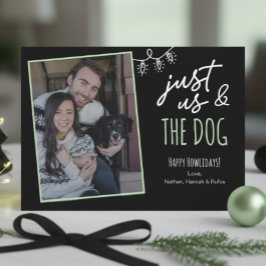 Cartão De Festividades Divertido Só Nós & O Cão Férias Do Cão Foto Preto