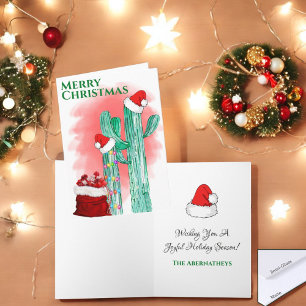 Cartão De Festividades Divertido Sudoeste Feliz Natal Saguaro Cactus
