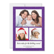 DIY 3 Photo Collage Name Year Script Snowy Purple