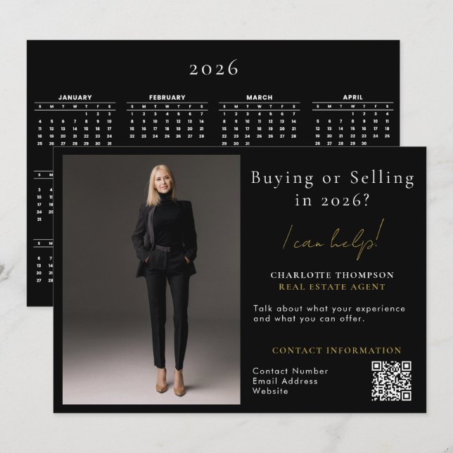 Cartão De Festividades DIY Realtor Buying Ssell Imóveis Photo 2026 (Frente/Verso)