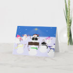 Cartão De Festividades DJ Snowman and Friends Card<br><div class="desc">Join the fun with DJ Snowman mixing the beats for his snowman buddies as they live it up this holiday season.</div>