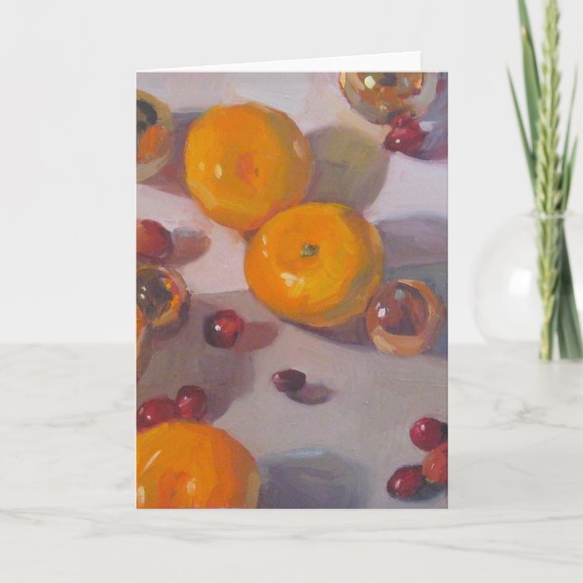 Cartão De Festividades Do "cartão da arte do feriado do Natal alaranjado (Frente)