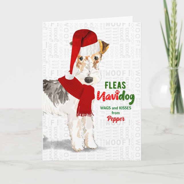 Cartão De Festividades do Dog Wire Haired Fox Terrier Christmas (Frente)
