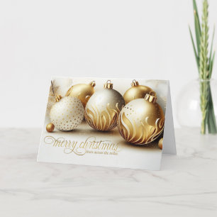 Cartão De Festividades Do livro Across Miles White e Dourado Natal