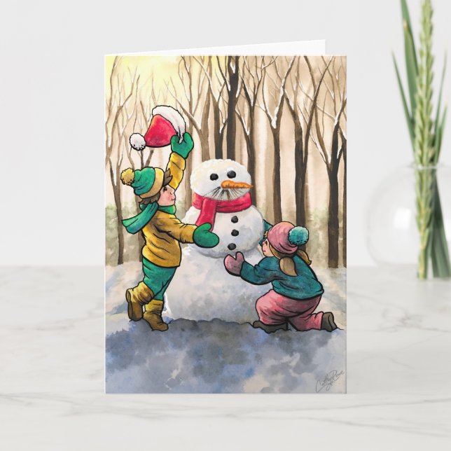 Cartão De Festividades Do You Want to Build a Snowman? Holiday Card (Frente)