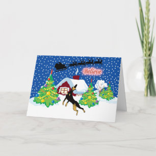 Cartão De Festividades Doberman Believe In Santa Christmas