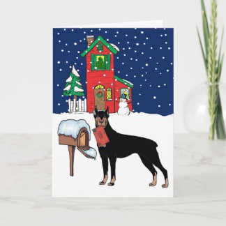 Cartão De Festividades Doberman Christmas