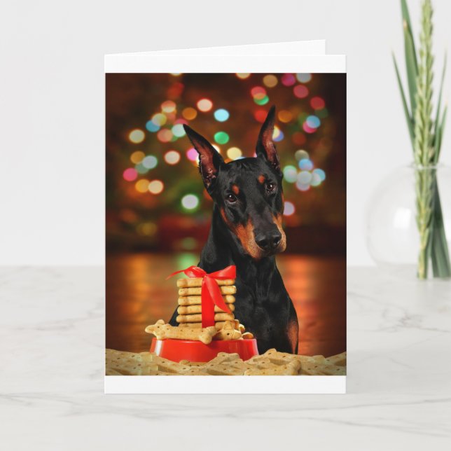 Cartão De Festividades Doberman Christmas (Frente)