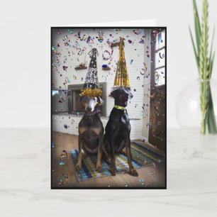 Cartão De Festividades Doberman dog Happy New Year invitation or card