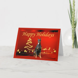 Cartão De Festividades Doberman Pinscher Christmas Card Stars