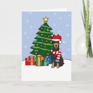 Cartão De Festividades Doberman Pinscher e Árvore de Natal