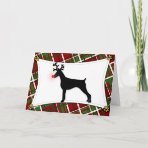 Cartão De Festividades Doberman Pinscher Reindeer Christmas Card