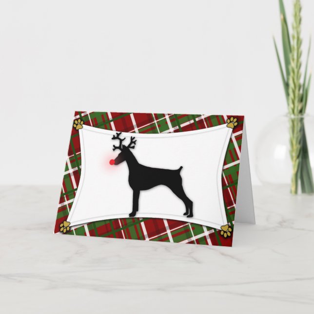 Cartão De Festividades Doberman Pinscher Reindeer Christmas Card (Frente)