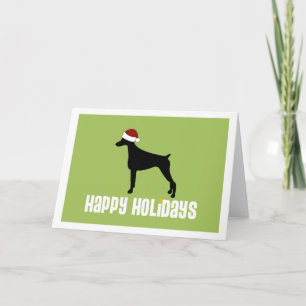 Cartão De Festividades Doberman Pinscher Santa Hat