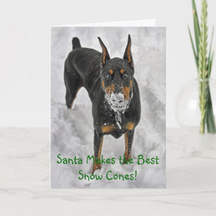 Cartão De Festividades Doberman Santa Makes Best Snow Cones Hoiday Card