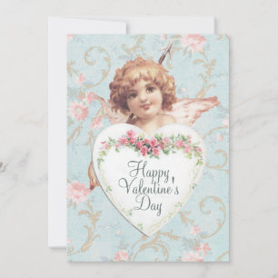 Cartão De Festividades Doce de Rosa Cupido do Coração do feliz dia de os