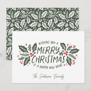 Cartão De Festividades Doce Holly Greenery Natal Festivo