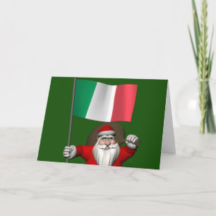 Cartão De Festividades Doce Papai Noel Com Bandeira Da Itália