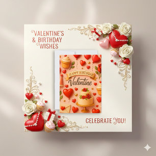 Cartão De Festividades Doce Pêssego 3D Aniversário Valentão Caprichoso