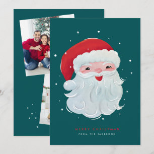 Cartão De Festividades Doce, pintado Design de foto de Papai Noel vintage