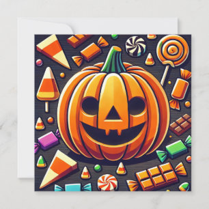 Cartão De Festividades Doces de Abóbora Doce Halloween