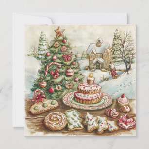 Cartão De Festividades Doces de Natal e Biscoitos, Árvore de Natal