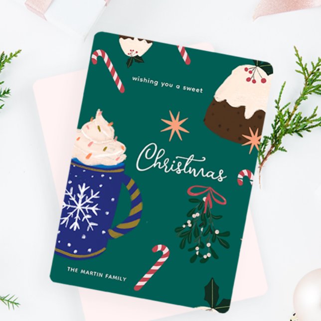 Cartão De Festividades Doces Desserts Ilustrados de Comida de Férias no N (Criador carregado)