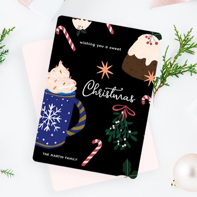 Cartão De Festividades Doces Desserts Ilustrados de Comida de Férias no N (Criador carregado)