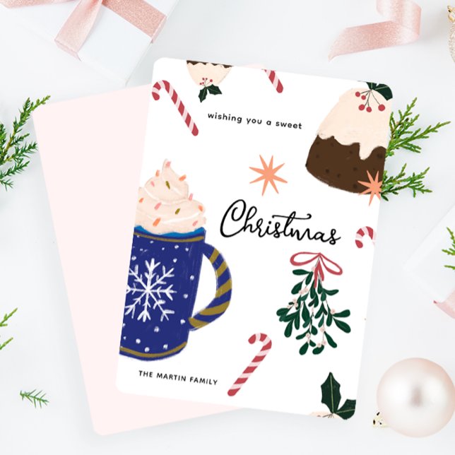 Cartão De Festividades Doces Desserts Ilustrados de Comida de Férias no N (Criador carregado)