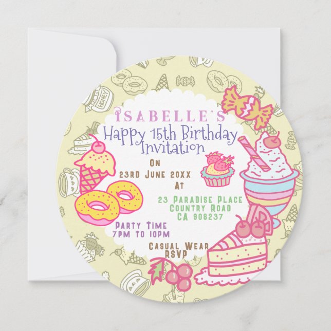 Cartão De Festividades Doces e Bebidas (Frente)