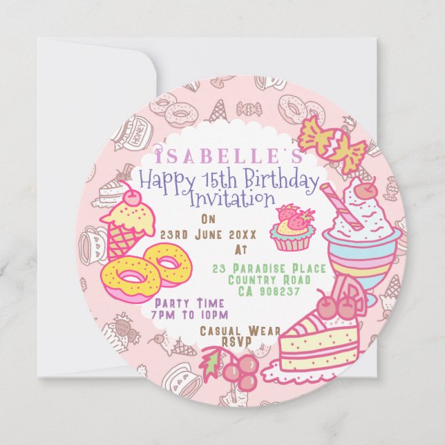 Cartão De Festividades Doces e Bebidas (Frente)