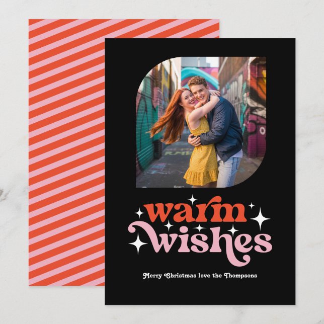 Cartão De Festividades Docinho de Cana Moderno Retro Natal Foto (Frente/Verso)