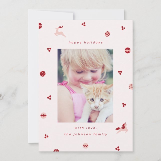 Cartão De Festividades Dodles de ornamento Feriado Bonito com Unicórnio (Frente)