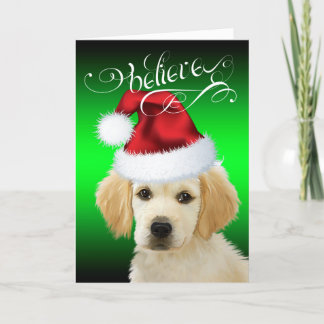 Cartão De Festividades DOG Christmas | Believe Adorable Golden Santa Pup