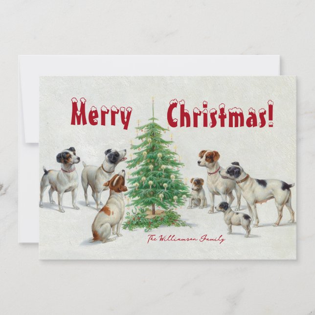 Cartão De Festividades Dog Family Christmas Holiday Card (Frente)