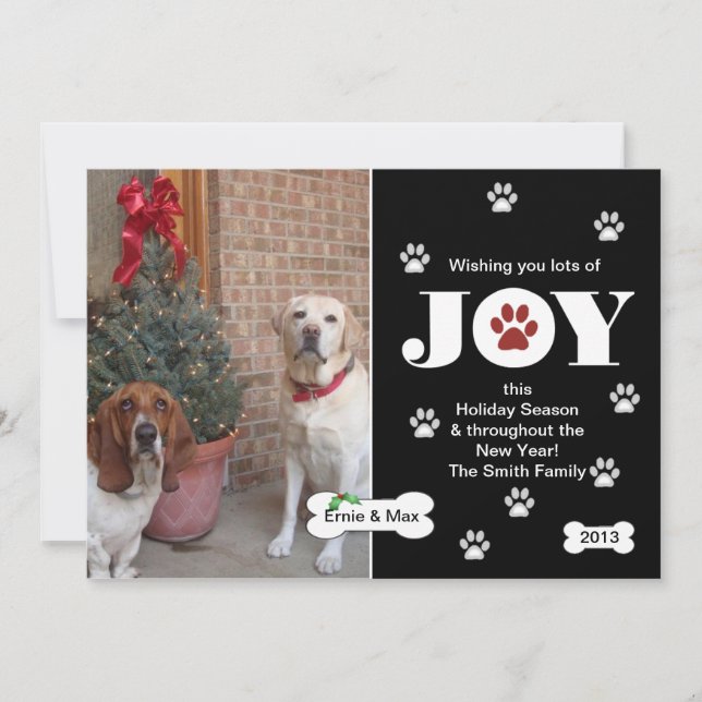 Cartão De Festividades Dog Joy Holiday Photo Card Greeting (Frente)